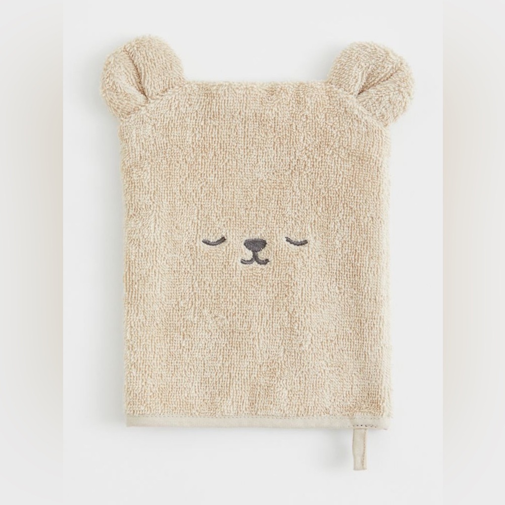 Cute Bear Face Beige Washcloth